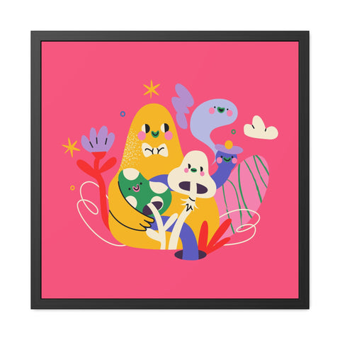 Fun Land 1 - Whimsical Framed Poster - Colorful Character Art for Cheerful Spaces