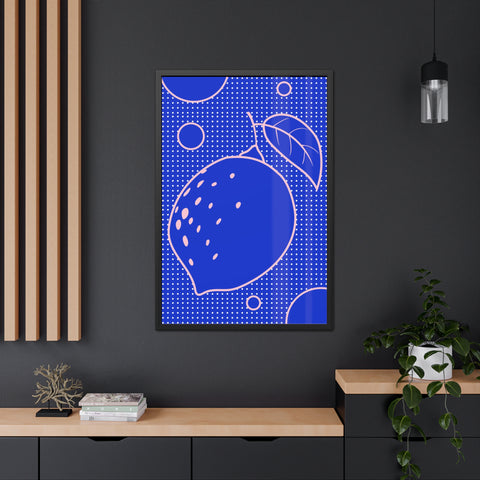 When life gives you lemons 5 - Blue Lemon Framed Poster - Modern Wall Art for Kitchen Decor
