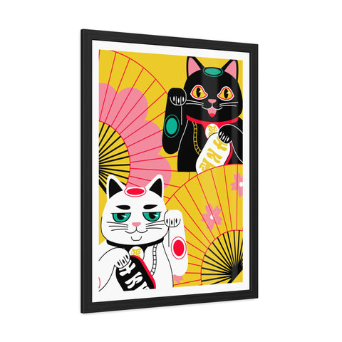 Japanese Garden 4 - Colorful Cat Framed Posters - Lucky Charm Wall Art for Cat Lovers