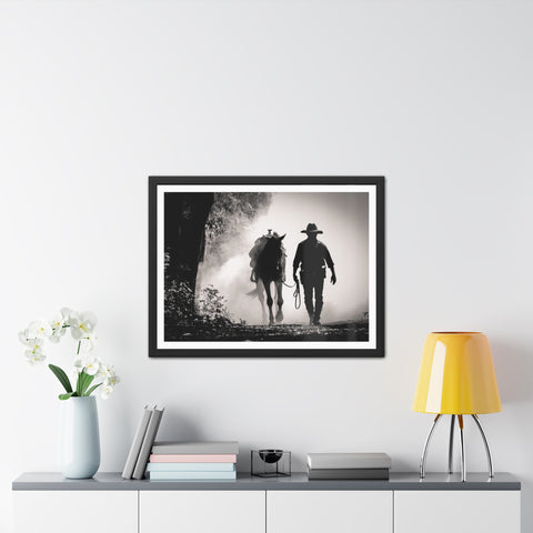 Cowboy & Horse Framed Poster - Rustic Wall Art for Equestrian Lovers