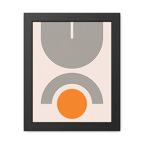 Brenda 2 - Modern Geometric Framed Poster - Minimalist Wall Art with Orange Circle