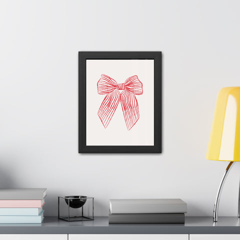 With a bow 1 - Elegant Red Ribbon Framed Poster | Holiday Decor & Gift