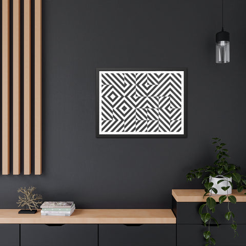 Horizon Grid 2 - Modern Geometric Framed Poster - Black and White Wall Art for Home Decor