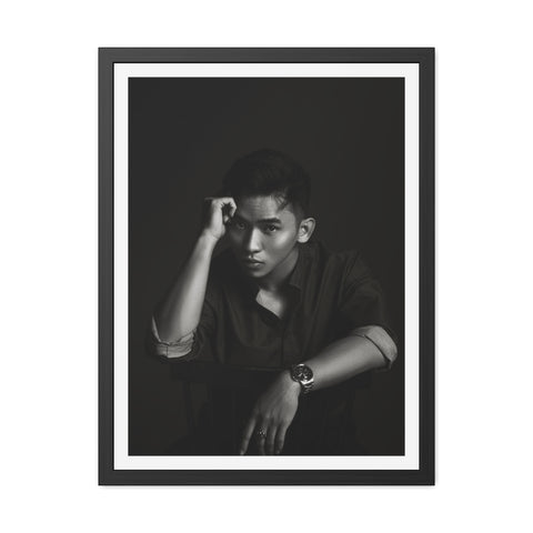 Male Portrait 1 - Elegant Framed Poster - Black and White Portrait for Modern Décor