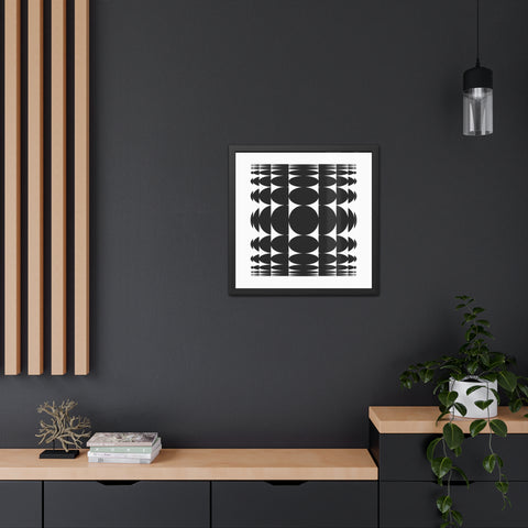 Stark 3 - Modern Geometric Framed Poster - Black & White Abstract Wall Art