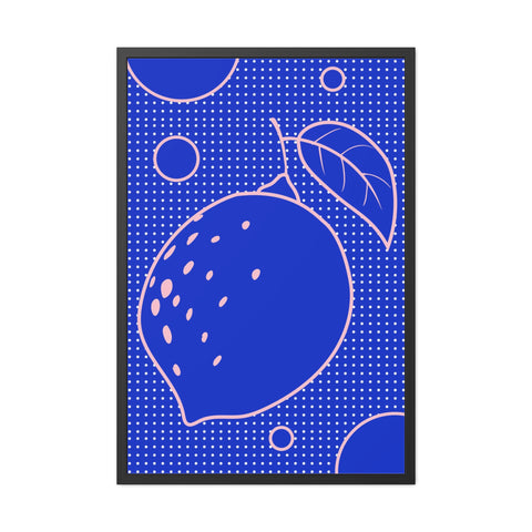 When life gives you lemons 5 - Blue Lemon Framed Poster - Modern Wall Art for Kitchen Decor