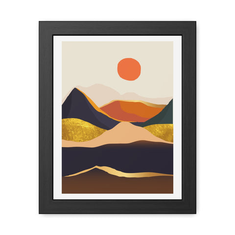 South 1 - Modern Framed Landscape Poster - Abstract Mountain Art for Cozy Home Decor