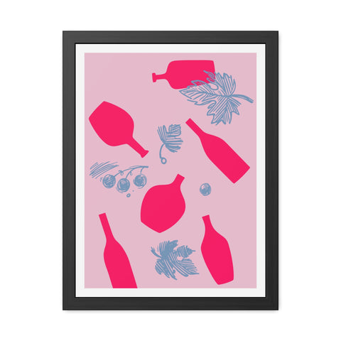 Sonoma 2 - Stylish Framed Art Print: Vibrant Bottles & Leaves Design for Home Decor