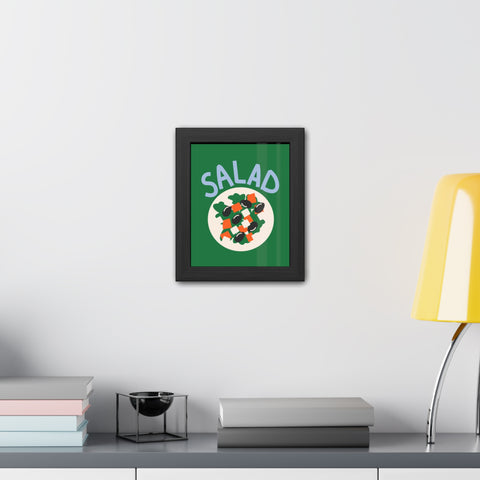 Whimsical Salad Framed Poster - Fun Kitchen Decor for Food Lovers