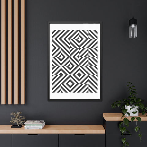Gridline 2 - Modern Framed Poster | Black and White Geometric Art for Home Decor