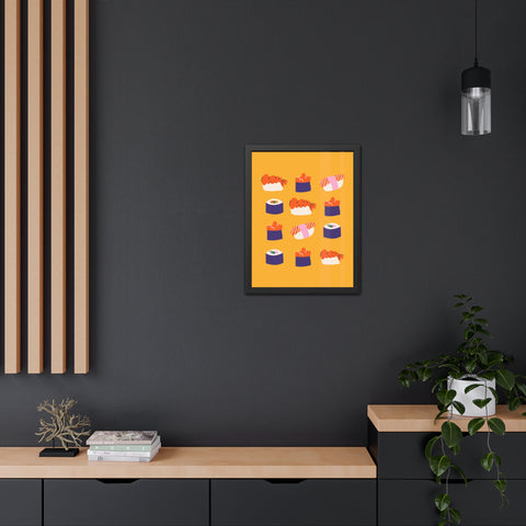 Whimsical Sushi Framed Poster - Colorful Japanese Cuisine Art