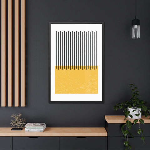 Ink Stamp 4 - Modern Minimalist Framed Poster - Abstract Yellow and Black Design