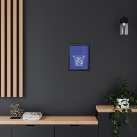 Greeked Out 1 - Elegant Architectural Framed Poster - Classic Column Design on Bold Blue Background