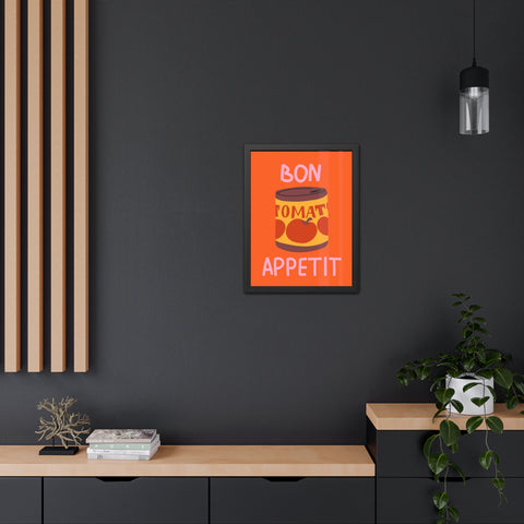 Bon Appetit Tomato Can Framed Poster - Fun Kitchen Decor for Food Lovers