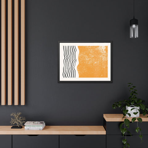 Ink Stamp 8 - Modern Abstract Framed Poster - Orange & Black Art for Home Decor