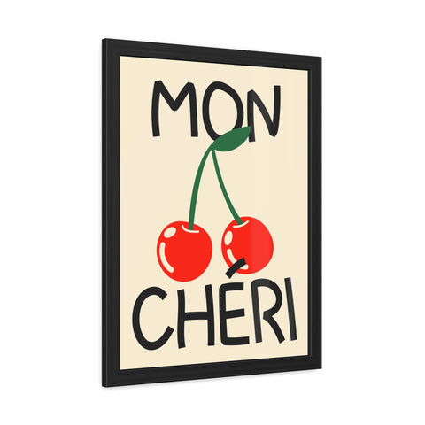 Mon Cheri Cherry Framed Poster - Fun Wall Art for Home Decor