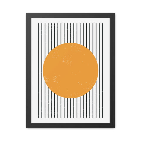 Ink Stamp 1 - Modern Geometric Framed Poster - Minimalist Art with Yellow Circle