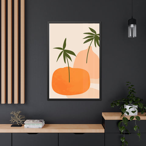 Agora 2 - Modern Framed Poster - Abstract Palm and Fruit Design for Home Decor