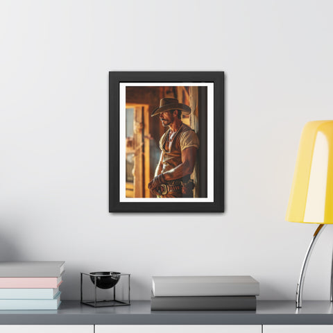 Cowboy 1 - Rustic Western Framed Poster - Cowboy Wall Art for Home Decor