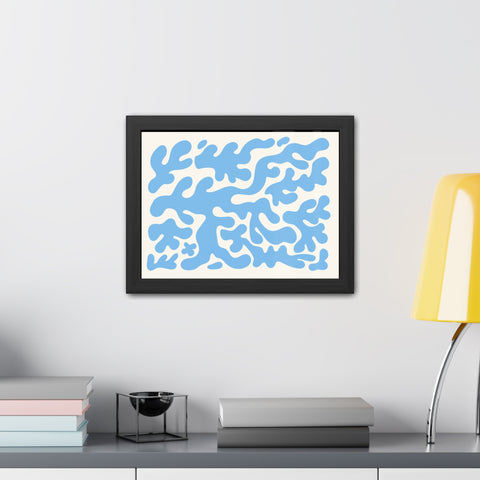 Mer 1 - Abstract Blue Coral Framed Poster - Modern Wall Art for Home Decor
