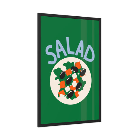 Whimsical Salad Framed Poster - Fun Kitchen Decor for Food Lovers