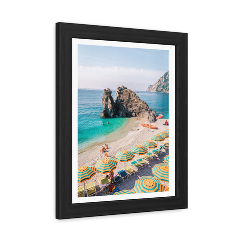 Coastal Beach Umbrellas - Framed Poster Art - Bright Summer Vibes