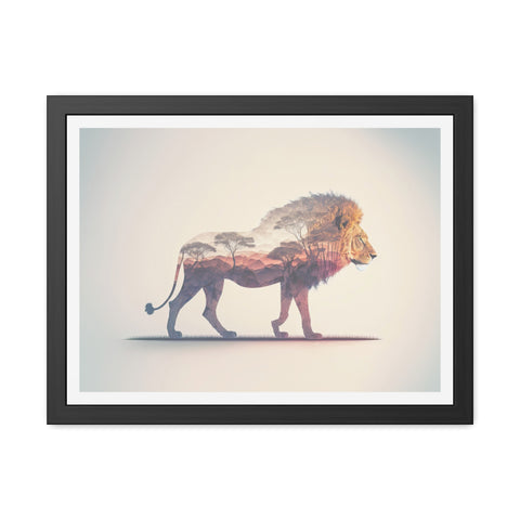 Lionscape - Majestic Lion Framed Poster - Wildlife Art for Home Decor