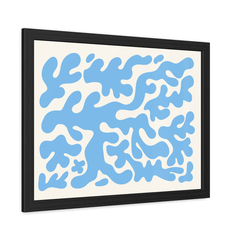 Mer 1 - Abstract Blue Coral Framed Poster - Modern Wall Art for Home Decor