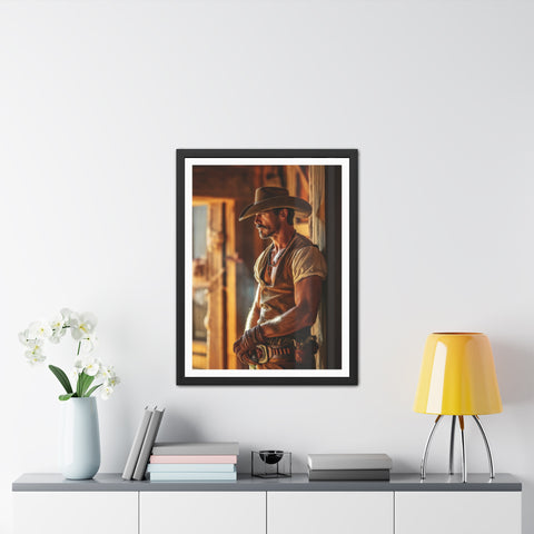 Cowboy 1 - Rustic Western Framed Poster - Cowboy Wall Art for Home Decor