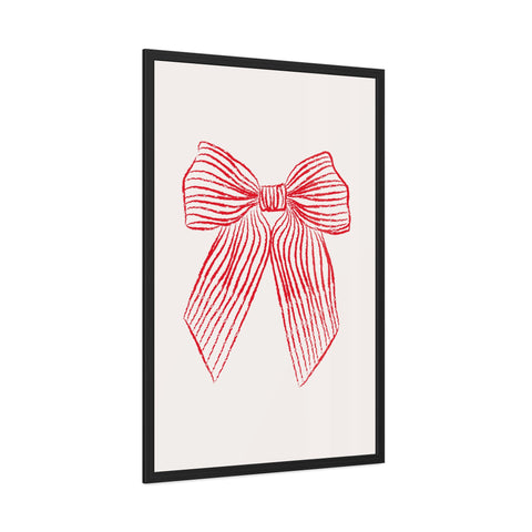 With a bow 1 - Elegant Red Ribbon Framed Poster | Holiday Decor & Gift