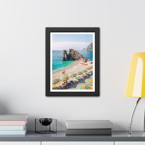Coastal Beach Umbrellas - Framed Poster Art - Bright Summer Vibes