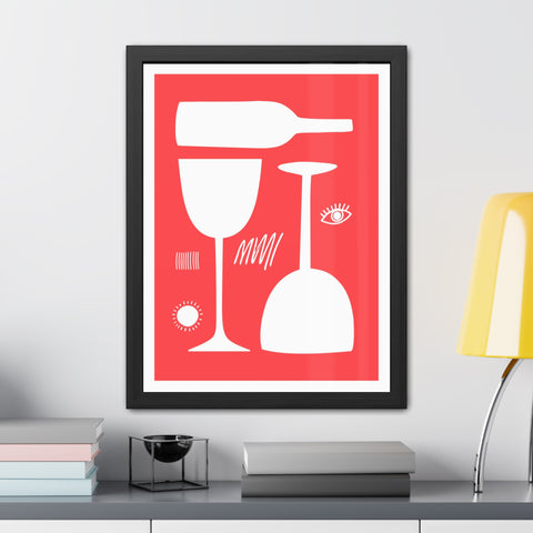 Wine Country 5 - Modern Abstract Framed Poster - Wine Glass & Bottle Art