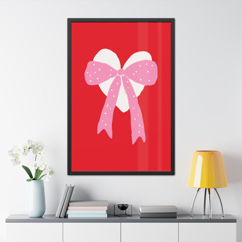 With a bow 2 - Heart Ribbon Framed Poster - Perfect for Valentine's Day Decor