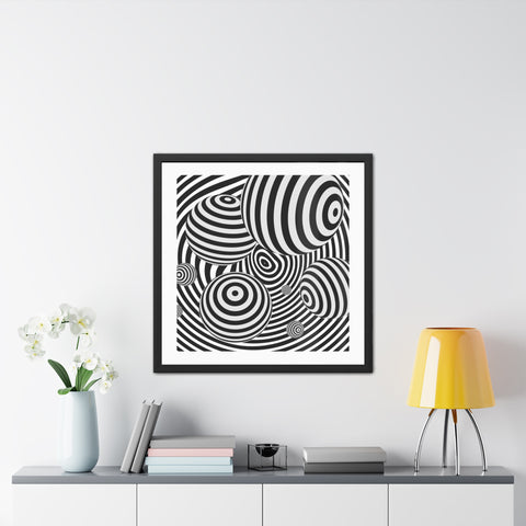 Stark 4 - Modern Abstract Framed Poster - Striking Black and White Spiral Design