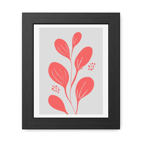 Stratica 3 - Modern Framed Floral Poster - Coral Leaf Design for Home Décor