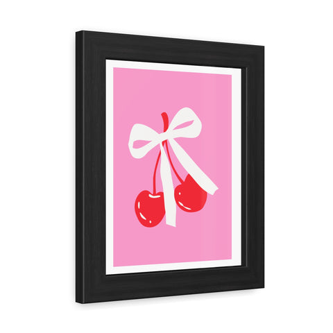 Lovin' 3 - Sweet Cherry Bow Framed Poster - Cute Home Decor for Vibrant Spaces