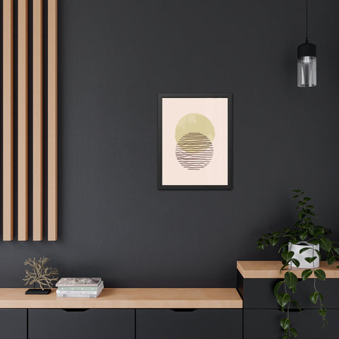 Blend 1 - Modern Minimalist Framed Poster – Abstract Green and Beige Art