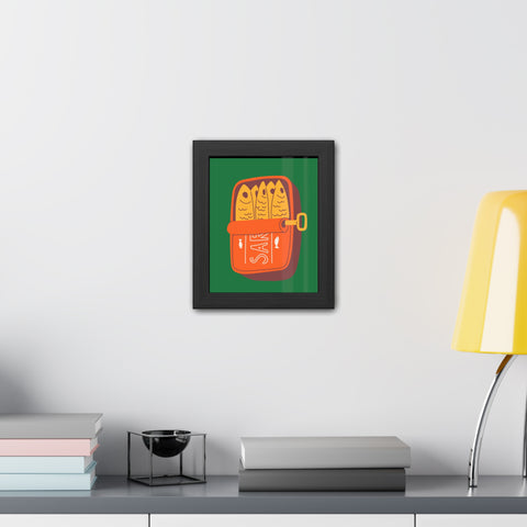 Whimsical Sardines Can Framed Poster – Quirky Wall Art for Foodies and Home Decor
