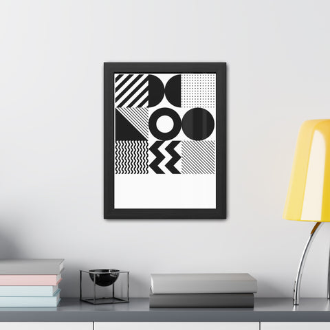 Modernica 5 - Modern Geometric Wall Art Frame - Black and White Patterns for Home Decor