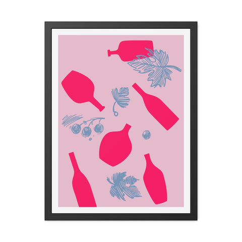 Sonoma 2 - Stylish Framed Art Print: Vibrant Bottles & Leaves Design for Home Decor
