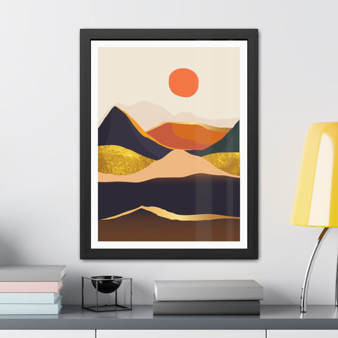 South 1 - Modern Framed Landscape Poster - Abstract Mountain Art for Cozy Home Decor