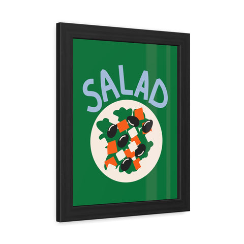 Whimsical Salad Framed Poster - Fun Kitchen Decor for Food Lovers