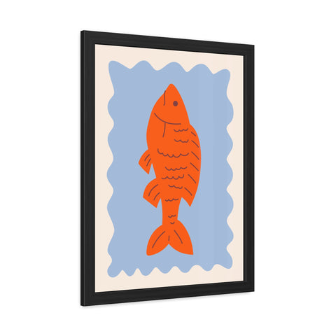 Whimsical Red Fish Art Print - Framed Poster Decor for Aquatic Lovers