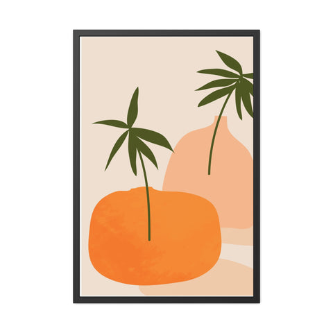 Agora 2 - Modern Framed Poster - Abstract Palm and Fruit Design for Home Decor