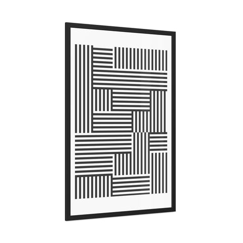 Gridline 4 - Modern Black and White Framed Poster - Minimalist Geometric Wall Art for Home Decor