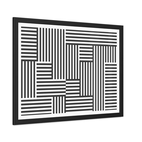 Horizon Grid 4 - Modern Minimalist Framed Poster - Abstract Black and White Line Art