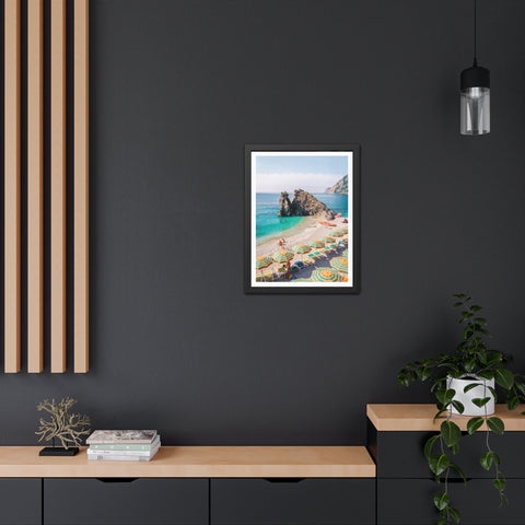 Coastal Beach Umbrellas - Framed Poster Art - Bright Summer Vibes