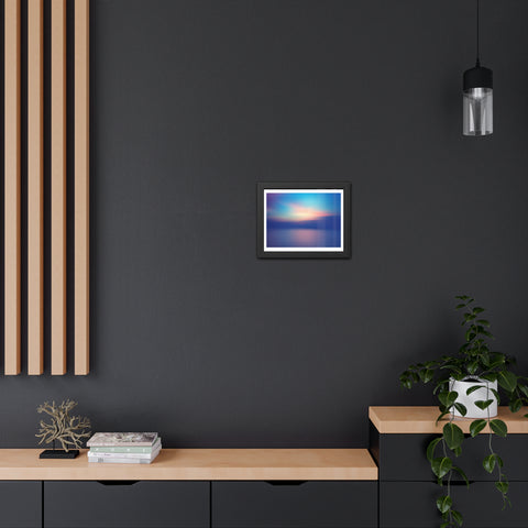 Ariel Sunset - Calming Framed Poster - Abstract Blue and Pink Wall Art for Home Decor