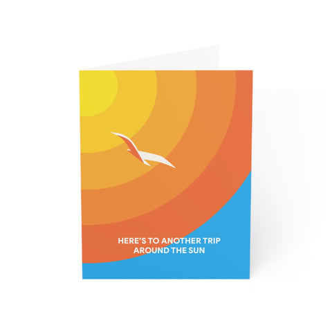 "Here’s to Another Trip Around the Sun" Birthday Greeting Card — Birthday Greeting Card - Illustrated, Funny, Snarky, Modern