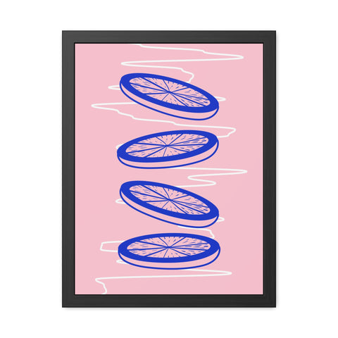 When life gives you lemons 6 - Trendy Framed Poster - Vibrant Blue Citrus Slices Art for Modern Home Decor